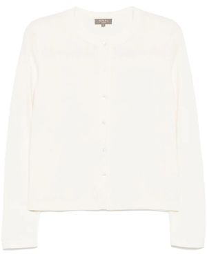 N.Peal Cashmere Cardigan Hallie Girocollo - Bianco