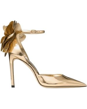 Jimmy Choo 100Mm Marja Flower Court Shoes - Metallic