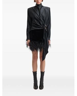 16Arlington Giaci Feather-Trim Mini Skirt - Black