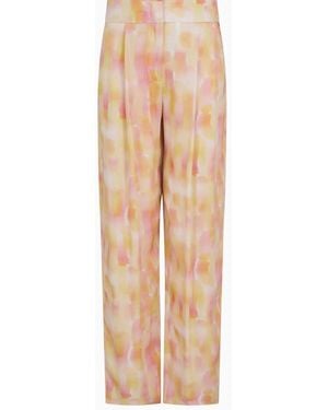 ARMANI EXCHANGE Abstract-Print Pleated Pants - Natural