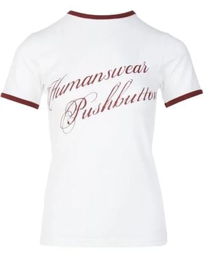 Pushbutton T-Shirt Met Korte Mouwen - Wit
