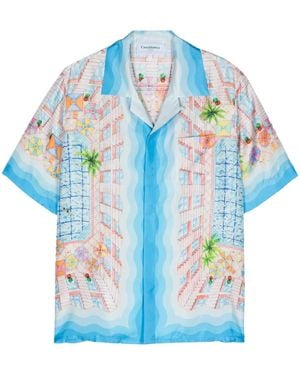 CASABLANCA Le Plongeon Silk Shirt - Blue