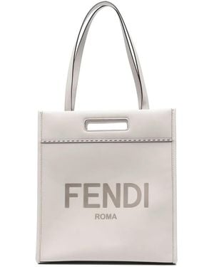 Fendi N-S Embossed Logo Tote Bag - White