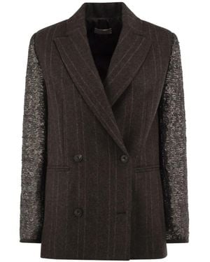 Antonelli Pinstripe-Pattern Blazer - Black
