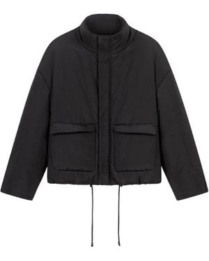 ROUGH Embroidered Detailing Puffer Jacket - Black
