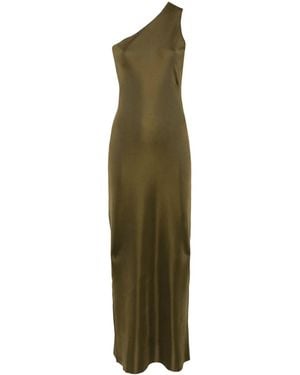 Saint Laurent One-Shoulder Maxi Dress - Green
