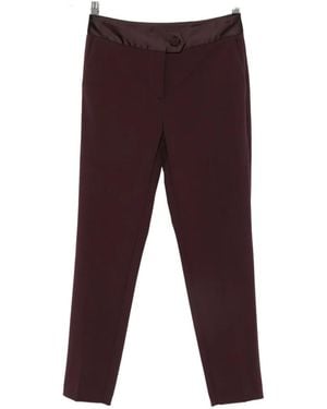 Imperial Satin-Waistband Cotton Trousers - Purple