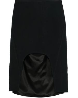 Plan C Cut-Out Midi Skirt - Black