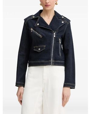 Morgan Biker-Style Denim Jacket - Blue