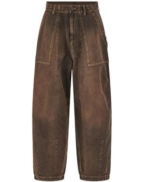 TRUE AVENUE Faded Wide-Leg Jeans - Brown