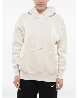 Nike Logo-Embroidered Patch-Pocket Hoodie - White