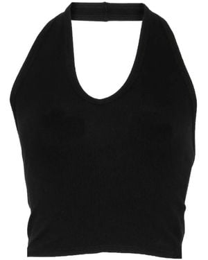 Enza Costa Ribbed Halterneck Top - Black