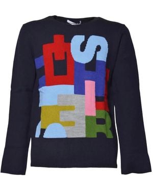 Comme des Garçons Graphic-Print Crew-Neck Jumper - Blue