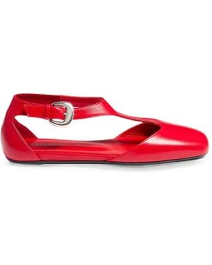 Liviana Conti Eva T-Bar Buckle-Fastening Ballet Flats - Red