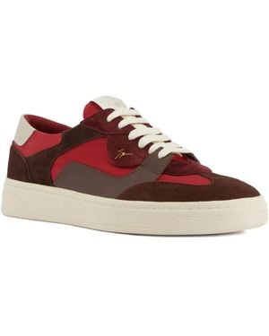 Giuseppe Zanotti Gz94 Suede Panelled Trainers - Red