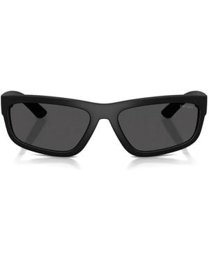 Prada Linea Rossa Rectangle-Frame Sunglasses - Black