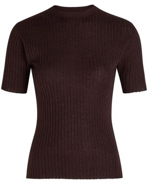 The Elder Statesman Ribbed short-sleeved T-shirt - Marrón