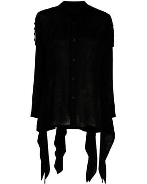 Yohji Yamamoto Asymmetric-Hem Long-Sleeve Shirt - Black