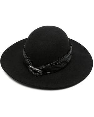 Ermanno Scervino Cappello A Tesa Larga Con Cristalli - Nero