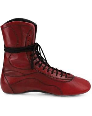 Dries Van Noten Leather High Top Trainers - Red