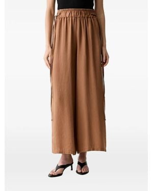 ViCOLO Elasticated Drawstring-Waist Palazzo Pants - Brown