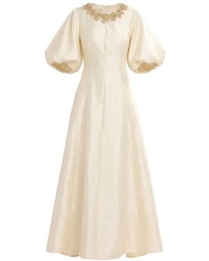Baruni Abito Da Sera Lungo Jawher Con Decorazione - Bianco