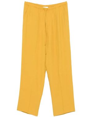 Second/Layer Drawstring-Waistband Pressed-Crease Pants - Black