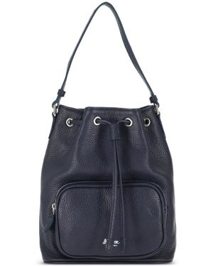 LA ROSE Leather Bucket Bag - Blue