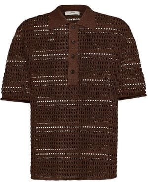 Commas Open-Work Polo Shirt - Brown