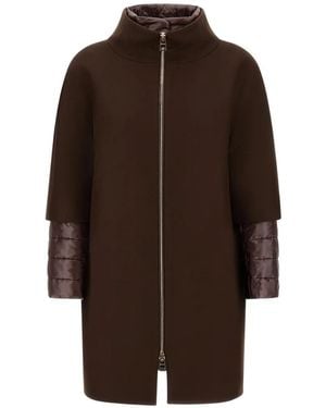 Herno Nylon-Ultralight Bib Wool Coat - Brown