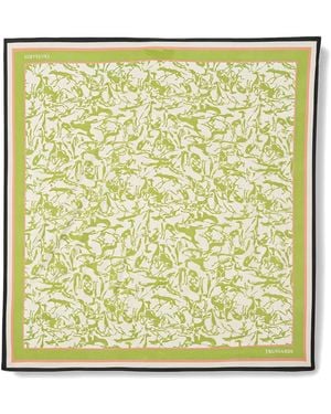 Trussardi Greyhound-Print Border-Stripe Scarf - Metallic