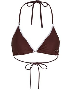 Karl Lagerfeld Haut De Bikini À Bords Festonnés - Blanc