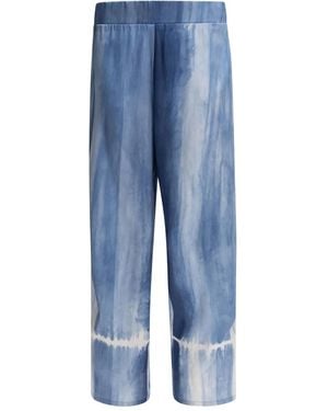 SLEEP NO MORE Tie-Dye Silk Pants - Blue