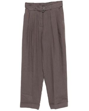 Panicale Belted Pleated Pants - Grey