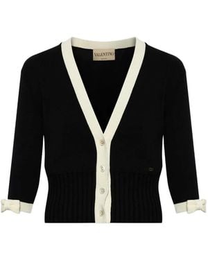 Valentino Garavani Vlogo Signature Cropped Cardigan - Black