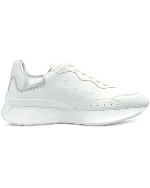 McQueen Sprint Runner Metallic-Panel Leather Trainers - White