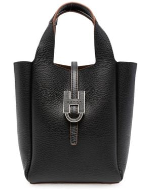 Hogan Mini Logo-Plaque Tote Bag - Black