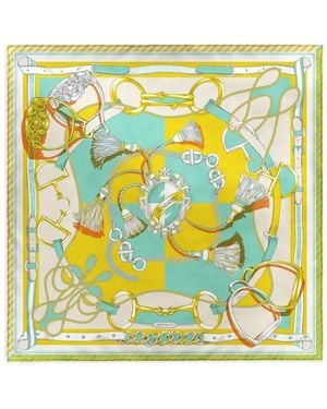 Manipuri Pirouette Equestrian-Print Silk Scarf - Yellow