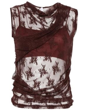 Imperial Draped Lace Top - Purple