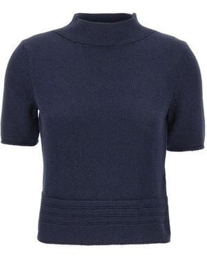 Gran Sasso Braided Short-Sleeve Sweater - Blue