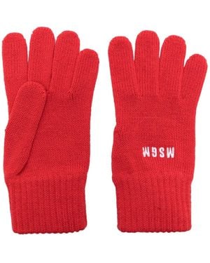MSGM Guantes con logo bordado - Rojo