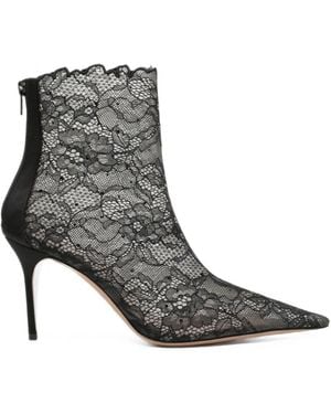 Gedebe 90Mm Lace Scalloped-Edge Ankle Boots - Gray