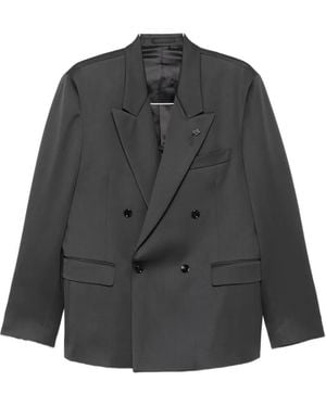 Lardini Double-Breasted Peak-Lapel Blazer - Black