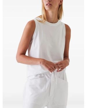 Patrick Assaraf Boyfriend Crew-Neck Sleeveless Top - White