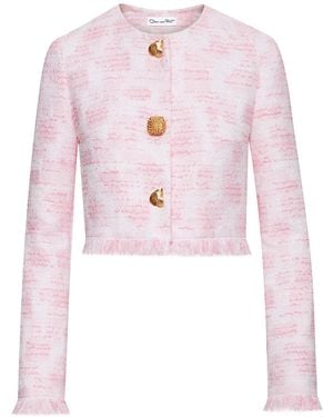 Oscar de la Renta Textured Tweed Jacket - Pink