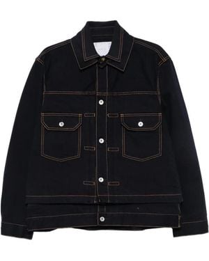 Sacai Chaqueta Vaquera Con Diseño A Capas - Negro