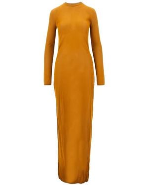 Saint Laurent Semi-Sheer Long-Sleeve Maxi Dress - Orange
