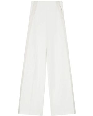 Pinko Wide-Leg Pants With Contrast Trim And Design - White