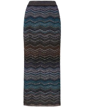 Missoni Chevron-Pattern Maxi Skirt - Blue