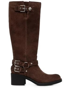 Guess Matley Buckle-Detail Knee-High Boots - Brown